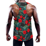 Tropical Hibiscus Leaves Pattern Print Training Tank Top