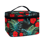 Tropical Hibiscus Leaves Pattern Print Travel Makeup Bag