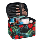 Tropical Hibiscus Leaves Pattern Print Travel Makeup Bag