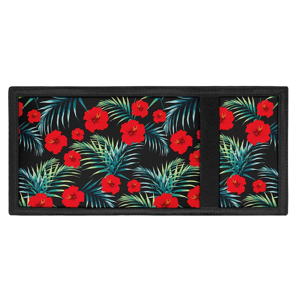 Tropical Hibiscus Leaves Pattern Print Trifold Wallet