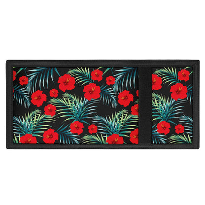 Tropical Hibiscus Leaves Pattern Print Trifold Wallet