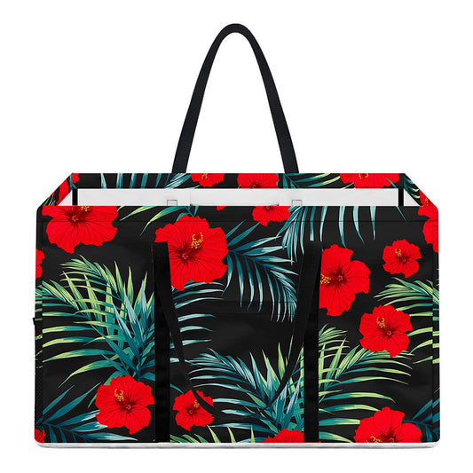 Tropical Hibiscus Leaves Pattern Print Utility Tote Bag