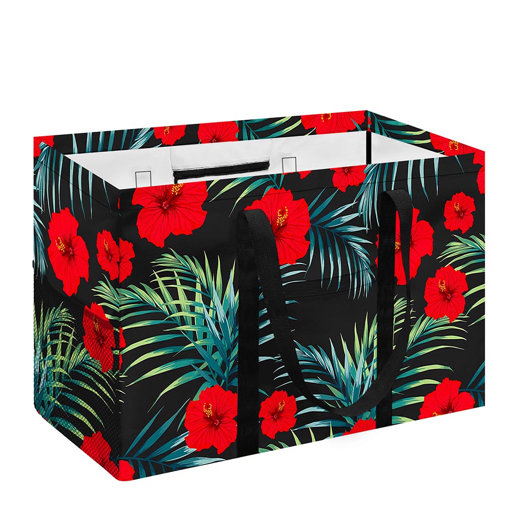Tropical Hibiscus Leaves Pattern Print Utility Tote Bag