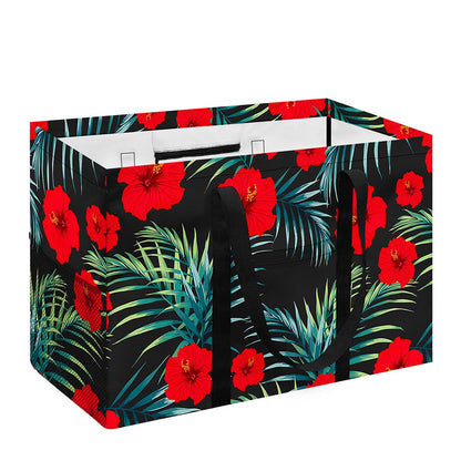 Tropical Hibiscus Leaves Pattern Print Utility Tote Bag