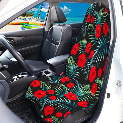Tropical Hibiscus Leaves Pattern Print Waterproof Car Seat Cover