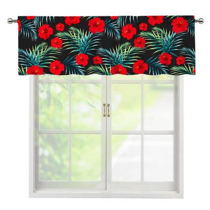 Tropical Hibiscus Leaves Pattern Print Window Valance