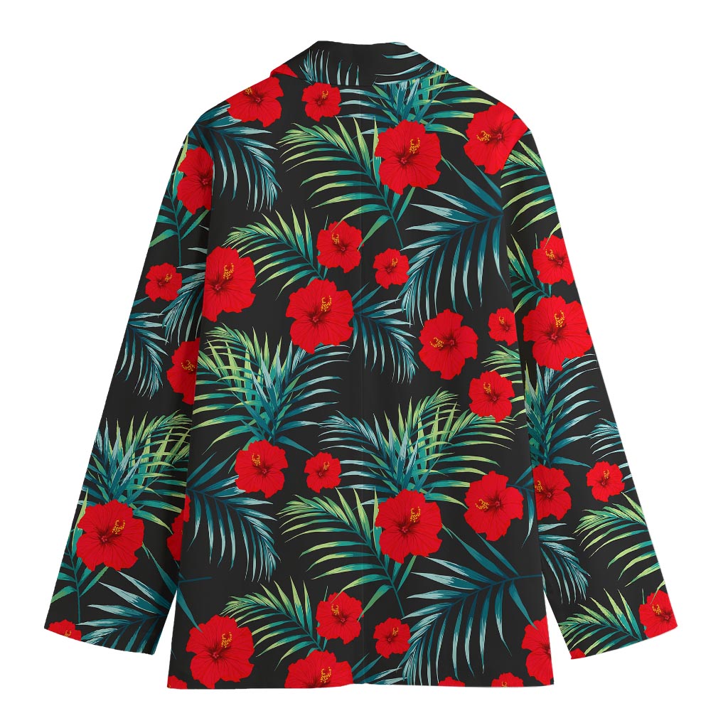 Tropical Hibiscus Leaves Pattern Print Women's Blazer