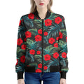 Tropical Hibiscus Leaves Pattern Print Women's Bomber Jacket