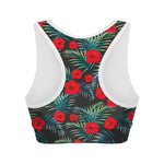 Tropical Hibiscus Leaves Pattern Print Women's Sports Bra