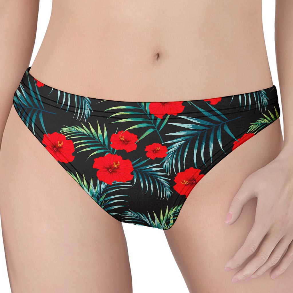 Tropical Hibiscus Leaves Pattern Print Women's Thong