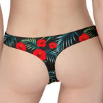 Tropical Hibiscus Leaves Pattern Print Women's Thong