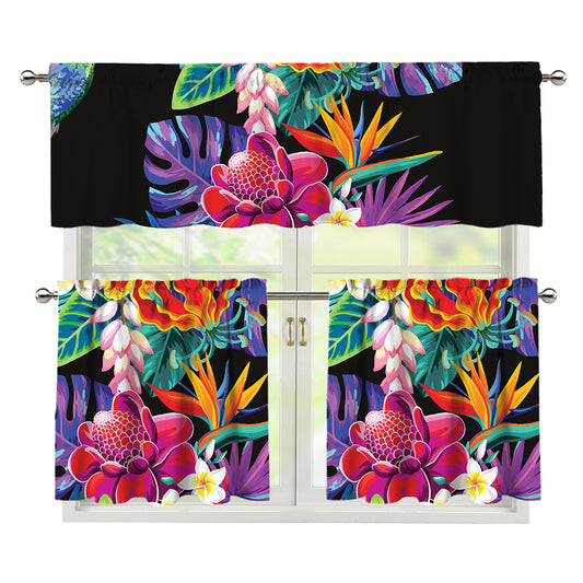 Tropical Hummingbird Print 3 Piece Kitchen Curtains