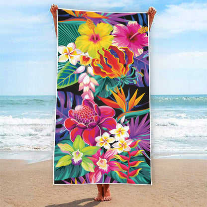 Tropical Hummingbird Print Beach Towel