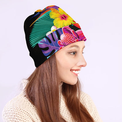 Tropical Hummingbird Print Beanie