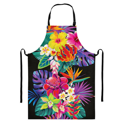 Tropical Hummingbird Print Bib Apron With Pocket