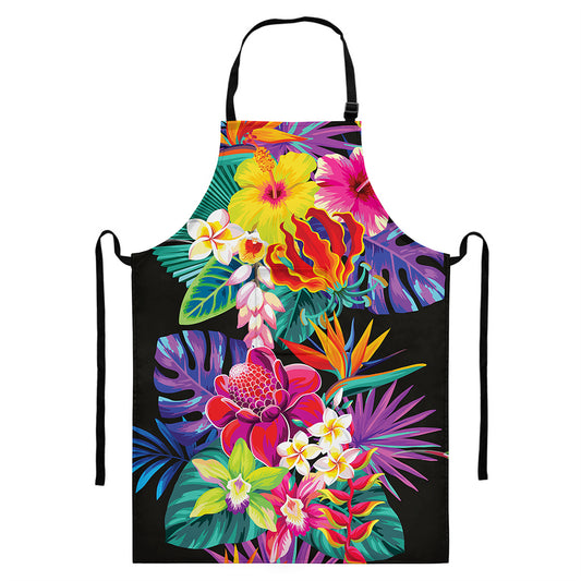 Tropical Hummingbird Print Bib Apron With Pocket