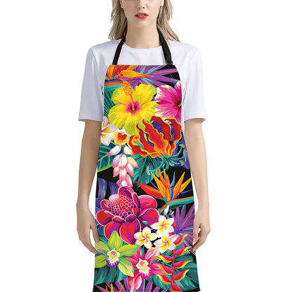 Tropical Hummingbird Print Bib Apron With Pocket