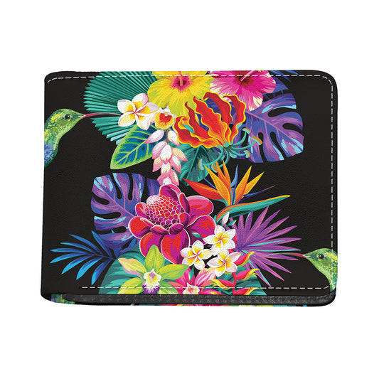 Tropical Hummingbird Print Bifold Wallet