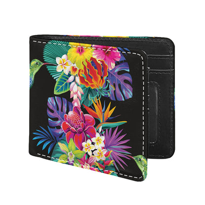 Tropical Hummingbird Print Bifold Wallet