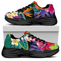 Tropical Hummingbird Print Black Chunky Shoes