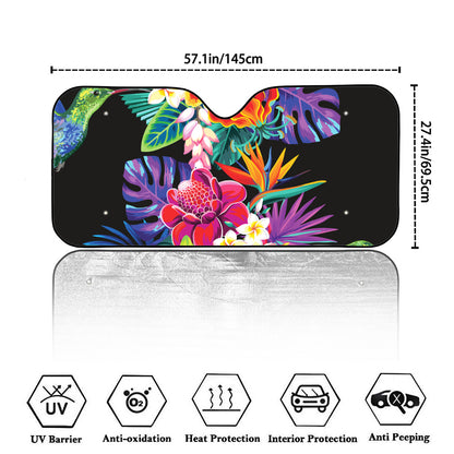 Tropical Hummingbird Print Car Windshield Sun Shade