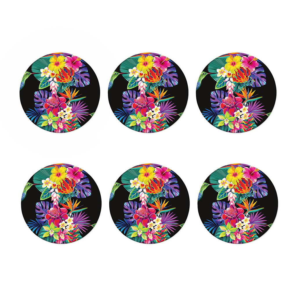 Tropical Hummingbird Print Coaster Set