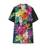 Tropical Hummingbird Print Cotton Hawaiian Shirt