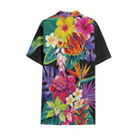 Tropical Hummingbird Print Cotton Hawaiian Shirt