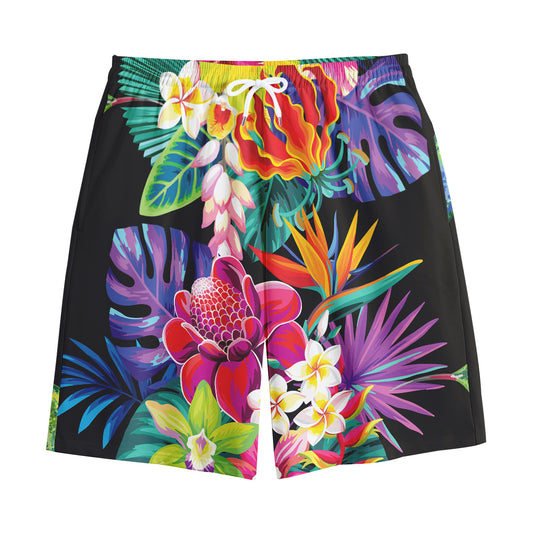 Tropical Hummingbird Print Cotton Shorts