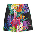 Tropical Hummingbird Print Cotton Shorts