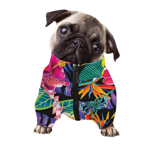 Tropical Hummingbird Print Dog Zip Up Jacket