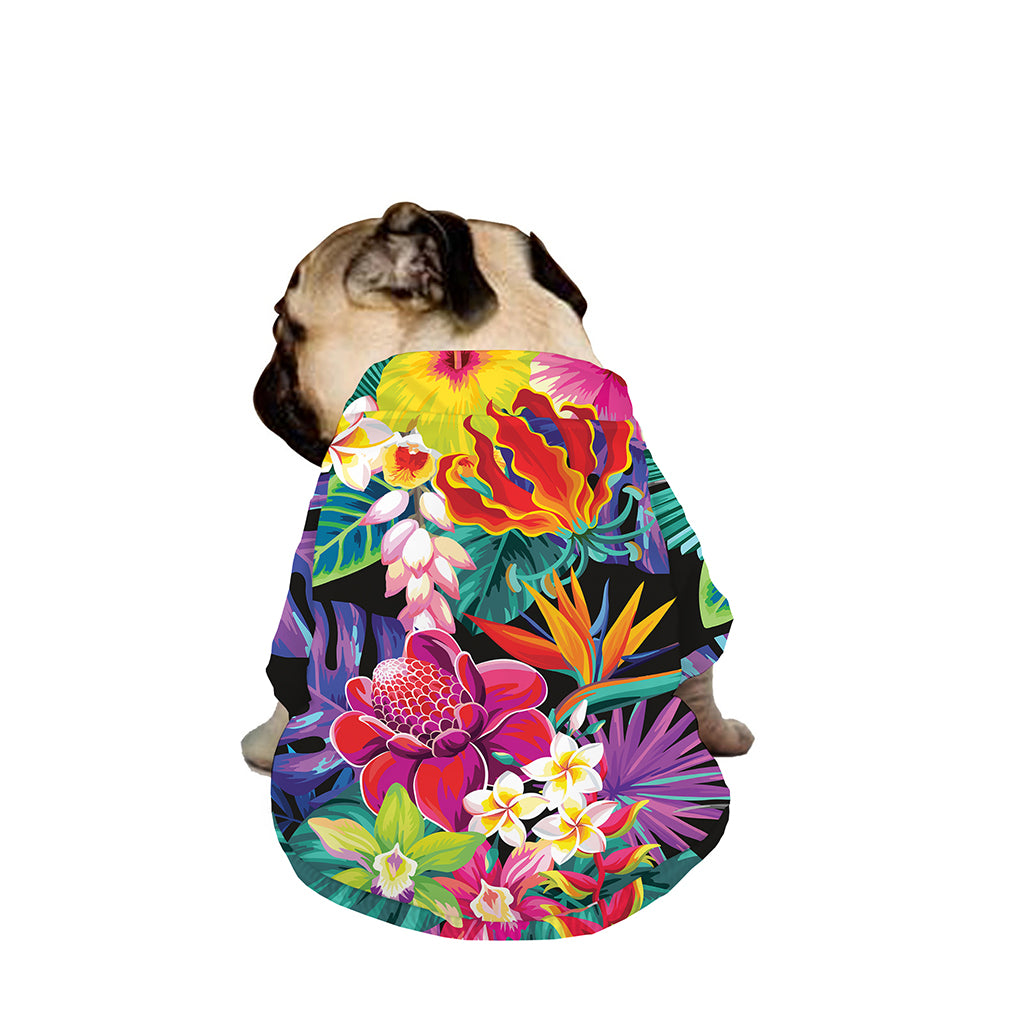 Tropical Hummingbird Print Dog Zip Up Jacket