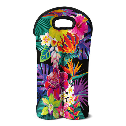 Tropical Hummingbird Print Double Neoprene Wine Tote