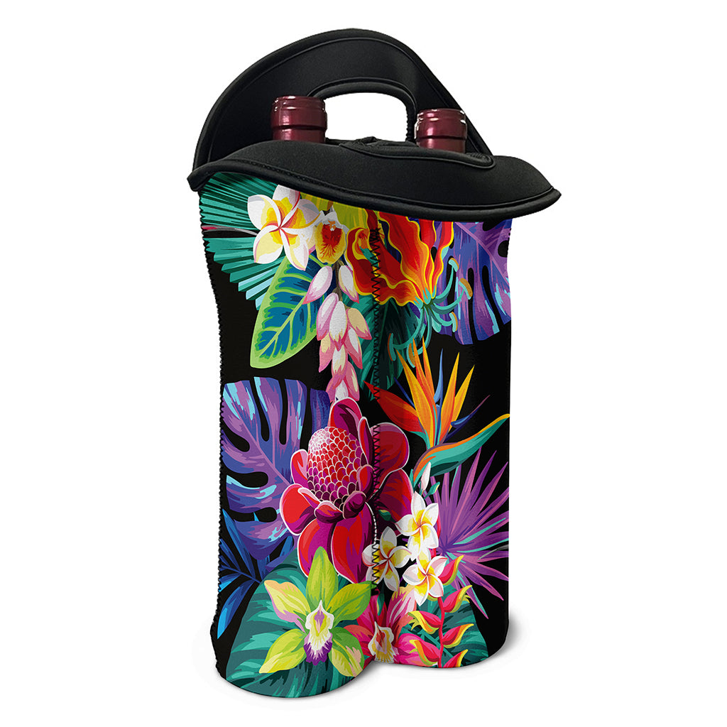 Tropical Hummingbird Print Double Neoprene Wine Tote