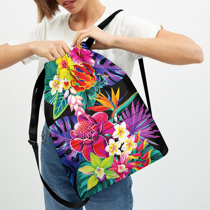 Tropical Hummingbird Print Drawstring Backpack