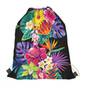 Tropical Hummingbird Print Drawstring Bag