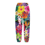 Tropical Hummingbird Print Fleece Lined Knit Pants