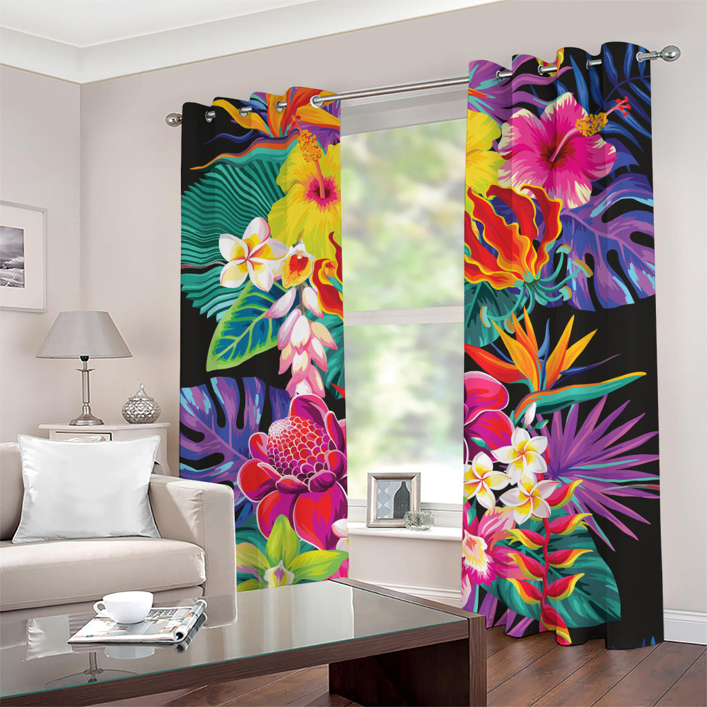 Tropical Hummingbird Print Grommet Curtains