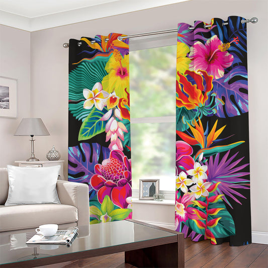 Tropical Hummingbird Print Grommet Curtains