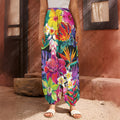 Tropical Hummingbird Print Harem Pants