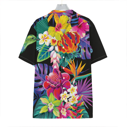 Tropical Hummingbird Print Hawaiian Shirt