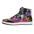 Tropical Hummingbird Print High Top Leather Sneakers