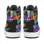 Tropical Hummingbird Print High Top Leather Sneakers