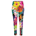 Tropical Hummingbird Print High-Waisted Pocket Leggings