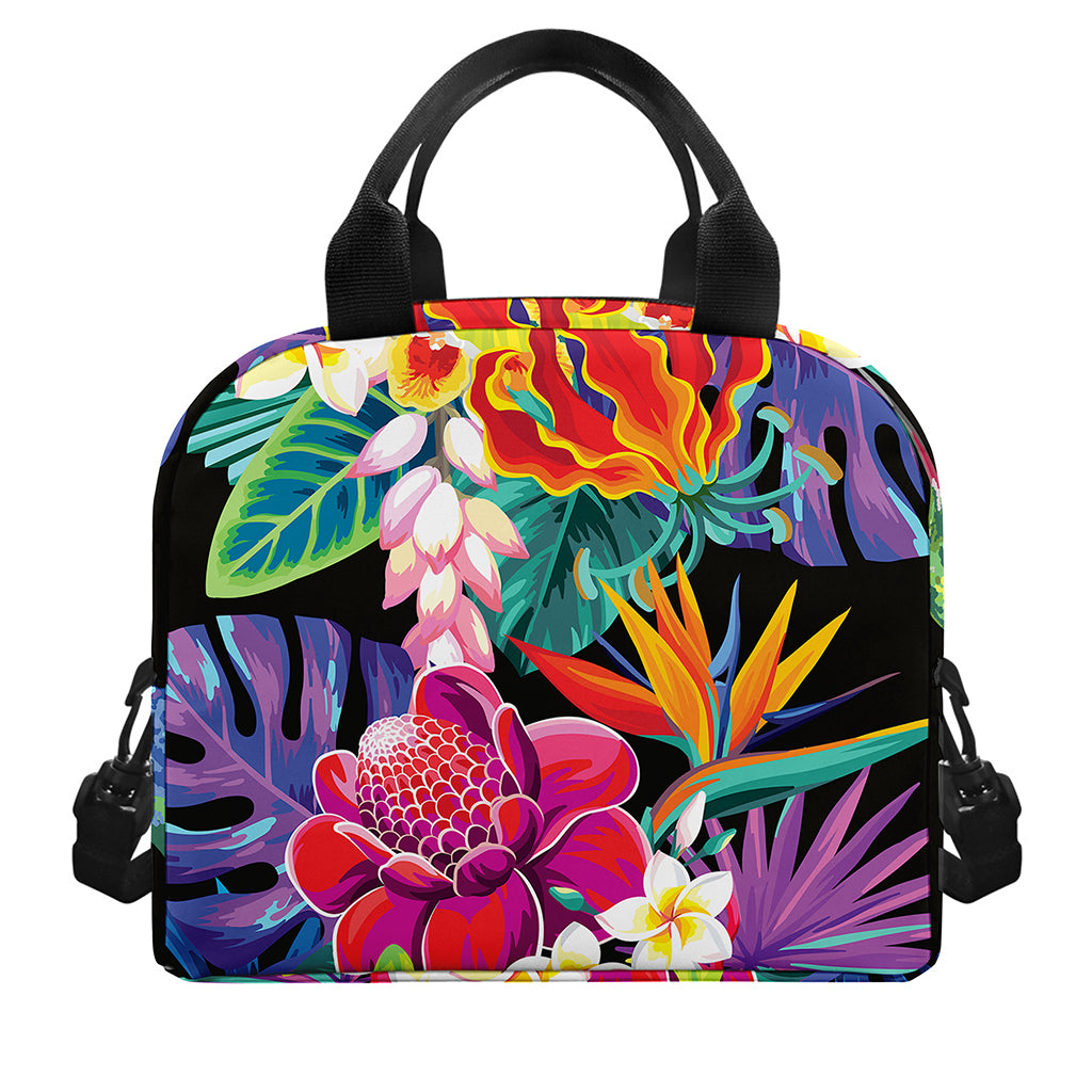 Tropical Hummingbird Print Insulated Lunch Bag