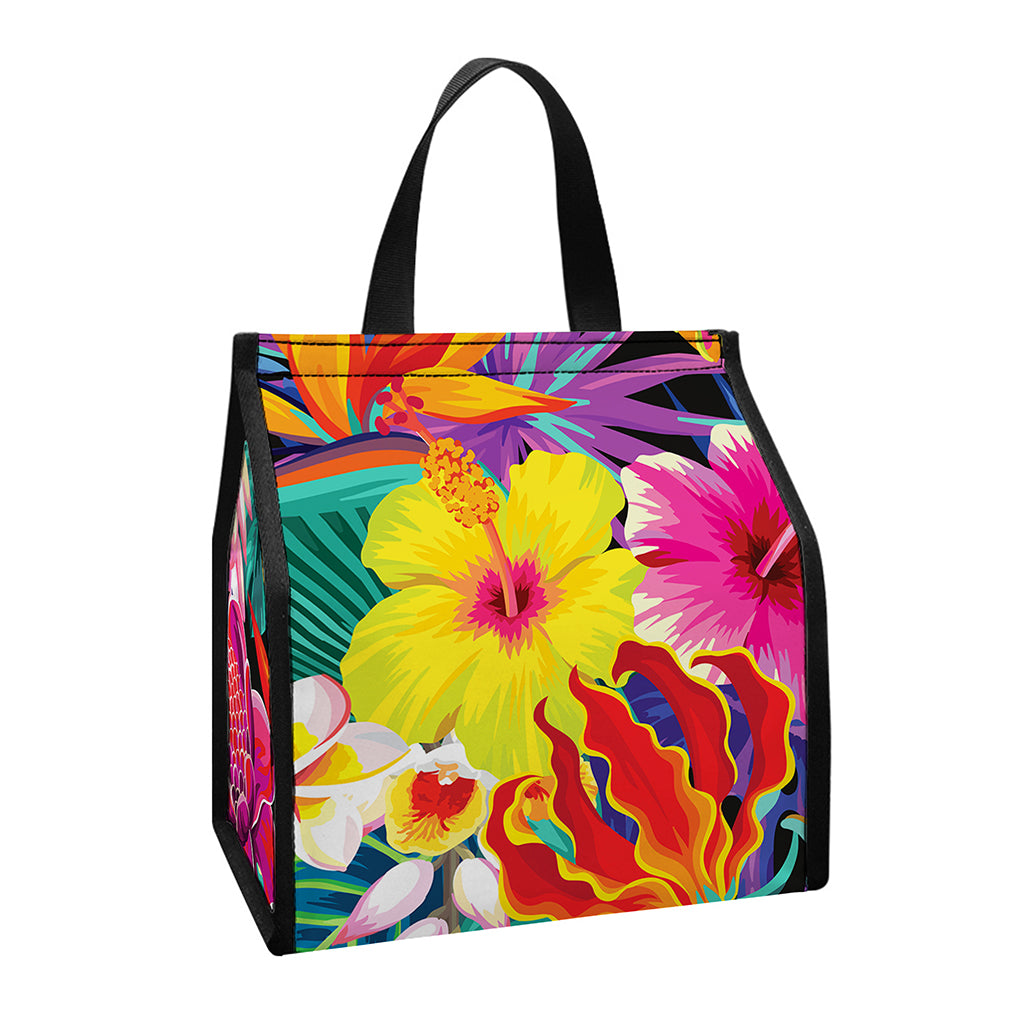 Tropical Hummingbird Print Insulated Lunch Tote