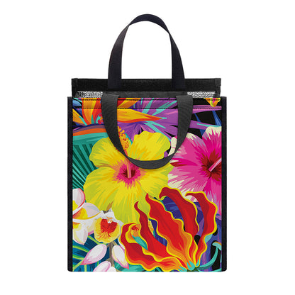 Tropical Hummingbird Print Insulated Lunch Tote