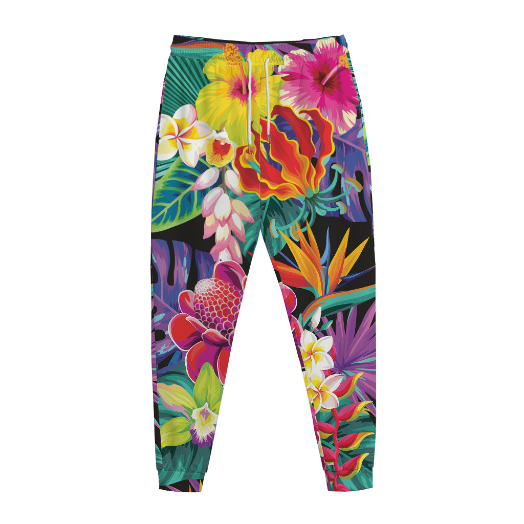 Tropical Hummingbird Print Jogger Pants