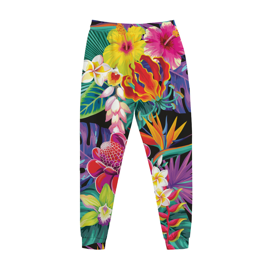 Tropical Hummingbird Print Jogger Pants