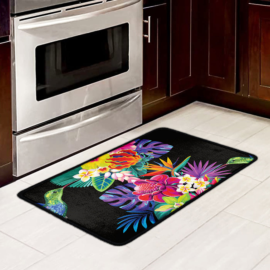 Tropical Hummingbird Print Kitchen Mat